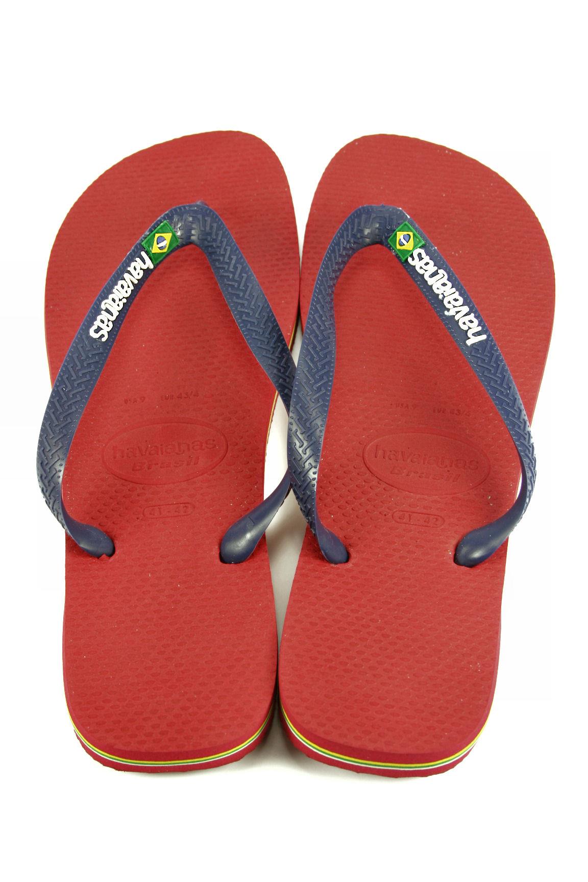 Havianas brasil logo flip flops in red and blue