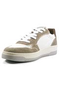 Slam White Leather Taupe Suede
