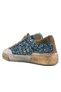 Miami Navy Glittered Leather Brown Suede