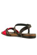 Sandal Brown Braided Leather Red Leather