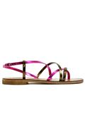 Sandal Brown Fuxia Laminated Leather