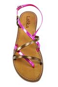 Sandal Brown Fuxia Laminated Leather