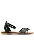 Sandal Black Leather Anthracite Laminated Suede