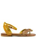 Sandal Yellow Leather Laminated Suede