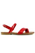 Flat Sandal Red Leather