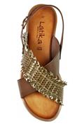 Sandal Taupe Woven Brown Leather