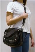 Shoulder Bag Lilia Black Leather Raster