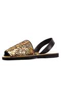 Minorchina Gold Paillettes Black Leather