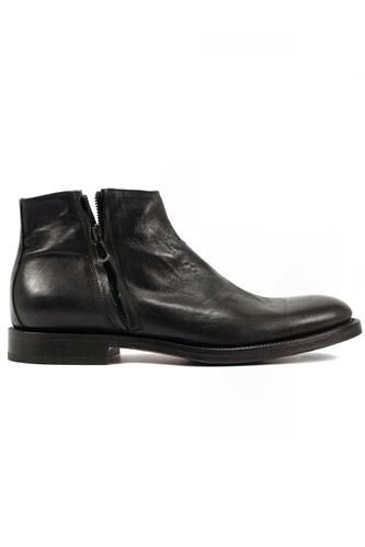 Double Zip Boot Black Oxyde Leather, MIGLIORE