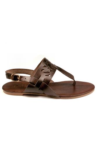 Flat Sandal Brown Leather, LATIKA