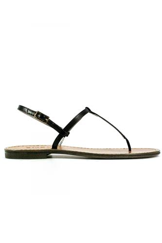 BIJOUThong Sandal Black Leather