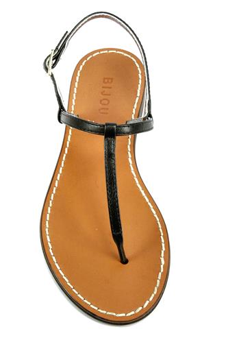 Thong Sandal Black Leather