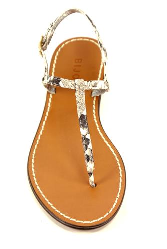 Thong Sandal Rock Stamped Leather Python