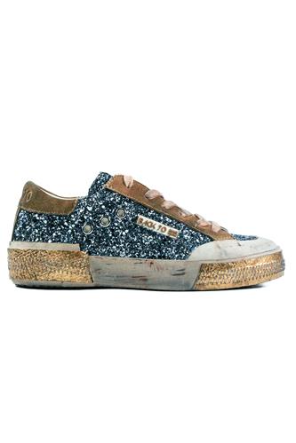BACK 70Miami Navy Glittered Leather Brown Suede