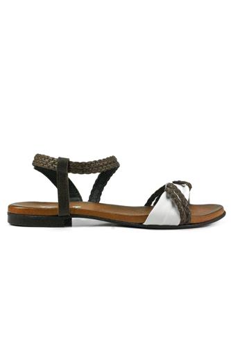 Sandal Brown Braided Leather White Milk Leather, TRE T