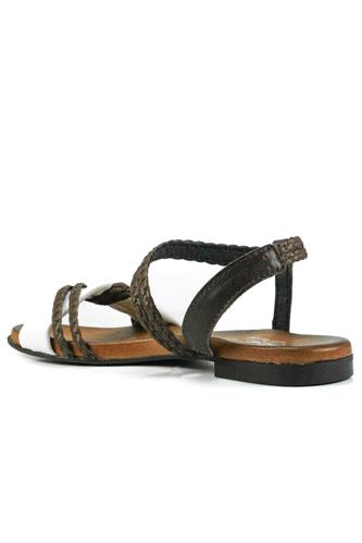Sandal Brown Braided Leather White Milk Leather
