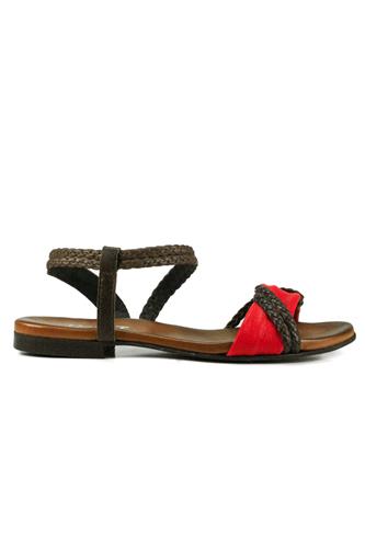 Sandal Treccia Moro Pelle Rosso