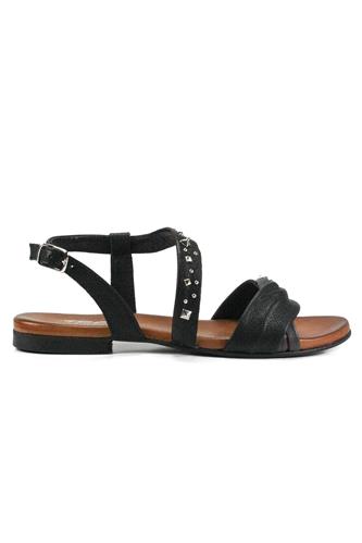 Sandal Black Leather Studs