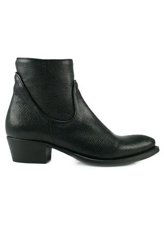 Lagos Texan Boot Black Texture Leather, PANTANETTI