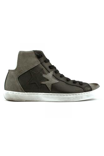 2S High Zip Grey Suede Black Leather White, 2STAR
