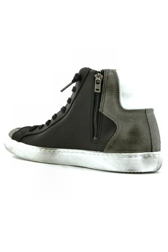 2S High Zip Grey Suede Black Leather White