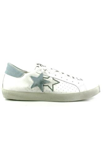 2STAR2SU White Leather Light Blue Suede