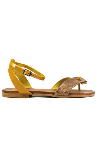 Sandal Yellow Leather Laminated Suede