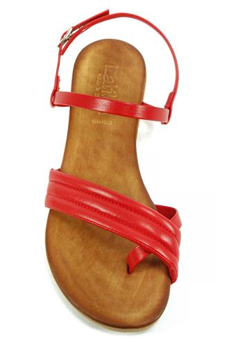 Flat Sandal Red Leather