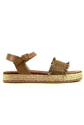 Rope Sandal Taupe Woven Leather