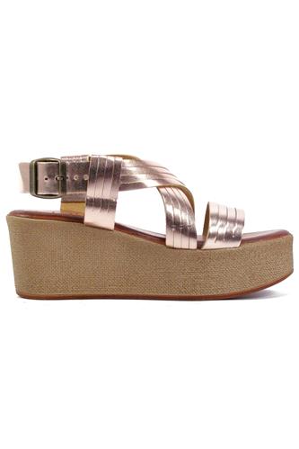 Sandal Wedge Pink Powder Laminated Leather