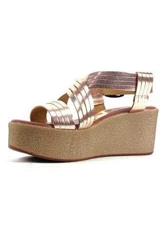 Sandal Wedge Pink Powder Laminated Leather