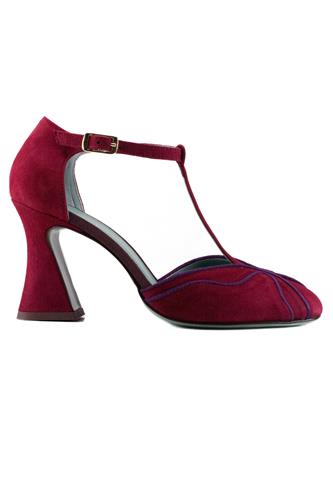 Closed Toe Shoes Bordeaux Suede Purple Profile, PAOLA D’ARCANO