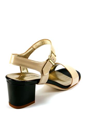 Sandalo Vernice Crema Nero