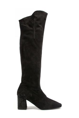 Barbe Black Suede Floreal Velvet Heel, MINA BUENOS AIRES