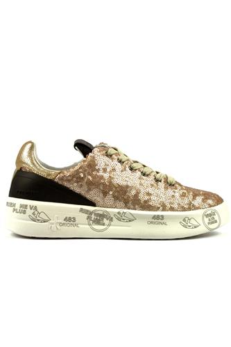 Belle Gold Paillettes Lminated Suede Black Leather, PREMIATA