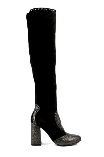 Blanche Black Suede Terenz Laminated Leather, MINA BUENOS AIRES