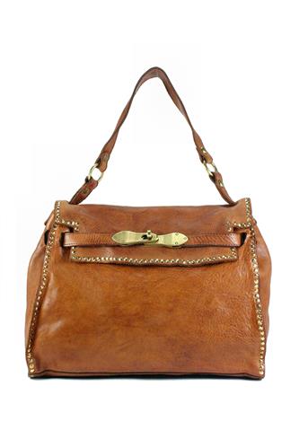 CAMPOMAGGIKura Shoulder Bag Cognac Leather Rivets