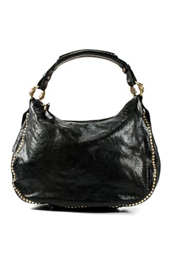 CAMPOMAGGIMedium Shoulder Bag Diana Black Leather Rivets