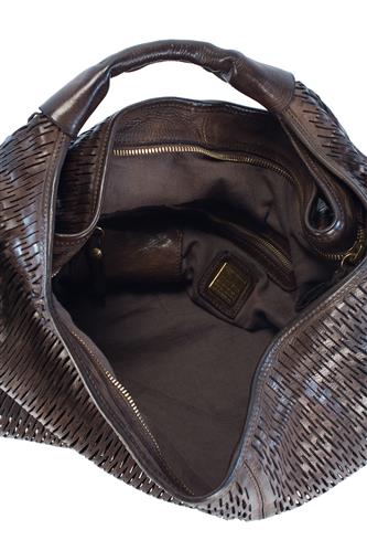 Shoulder Bag Mangrovia Brown Laser Cutted Leather