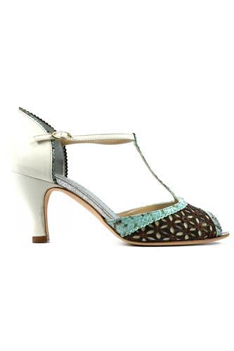 Carmen White Nappa Brown Perforate Light Blue Ayers, MINA BUENOS AIRES