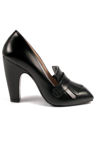 High Heel Shoes Fringe Black Leather, GAIA D’ESTE