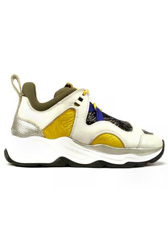 FABILamaxi White Leather Yellow Black Nylon