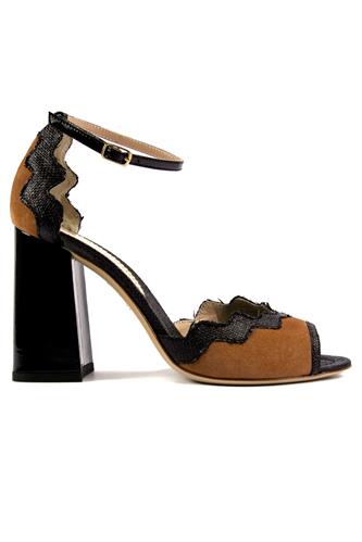 Sally Black Rafia Patent Almond Suede, MINA BUENOS AIRES