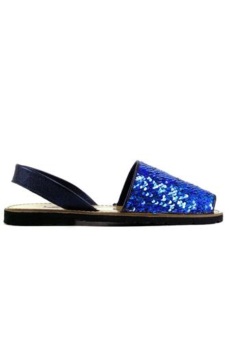 Minorchina Blue Paillettes Laminated Leather