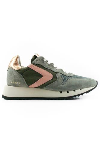 Magic Run 85 Nylon Verde Militare Camoscio Grigio Pelle Cipria Oro