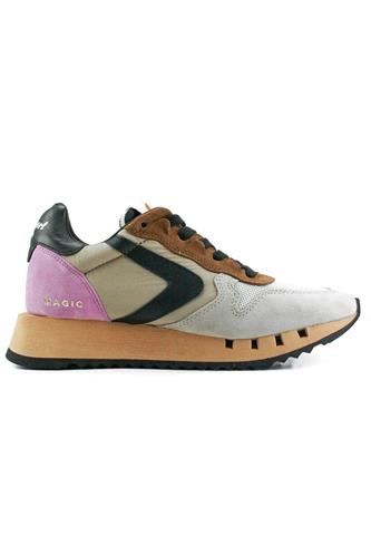 Magic Trekk 12 Beige Nylon Brown Lilac Suede Black Leather