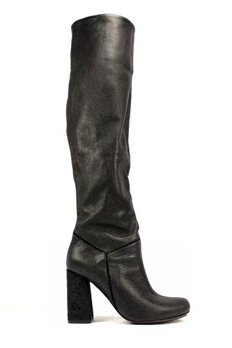 Virginie Black Leather Suede Floreal Velvet Heel, MINA BUENOS AIRES