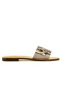 Mule Sandal Rock Stamped Leather Python