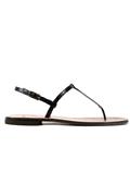 Thong Sandal Black Python Stamped Leather