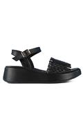 Sandal Platform Black Woven Leather